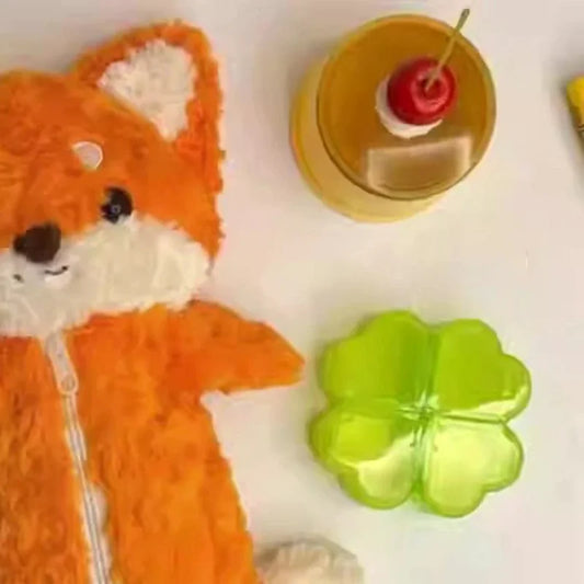 Kawaii Fox Plush Pencil Case – Cute Fluffy Animal Bag for Kids Plush Pencil Case Oasis Select