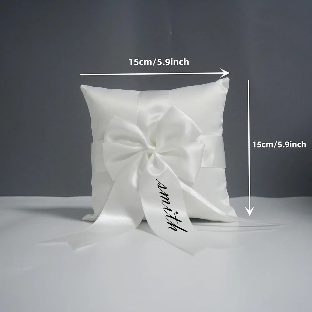 Custom Satin Bow Wedding Ring Bearer Pillow | Ceremony Gift
