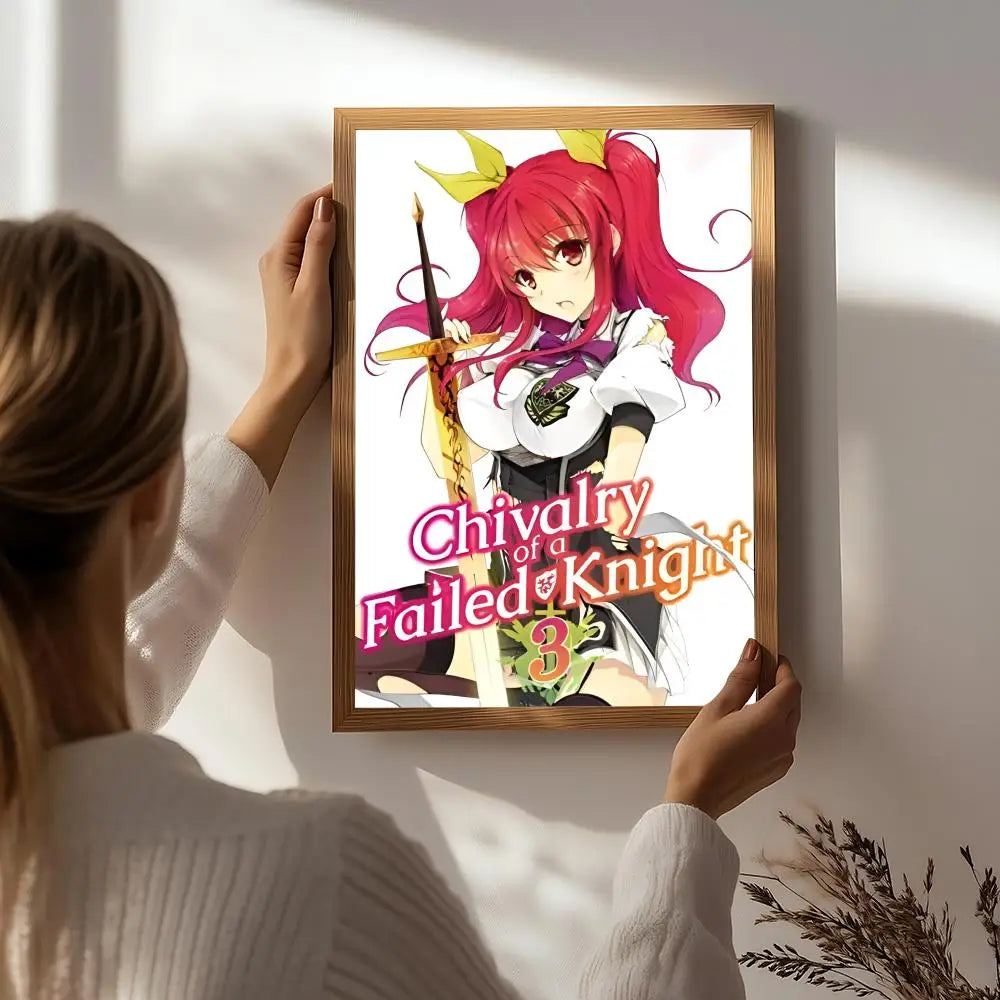 Anime C-Chivalry of a Failed Knight Poster HD Self Adhesive Waterproof Wall Art Ideal for Home Office Dorm Bedroom Great Gift Peaceful Pleasures Health and Wellness White2 50X70cmNoframe