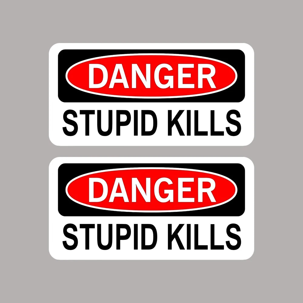2pcs 2inch Danger Stupid Kills Funny Helmet Decal Sticker Vinyl Label Peaceful Pleasures Health and Wellness Default Title