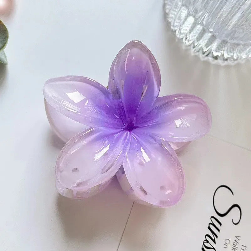 Large Floral Hair Claw Clip – Elegant Plastic Flower Clip for Women Hair Accessories Peaceful Pleasures Health and Wellness Gradation purple