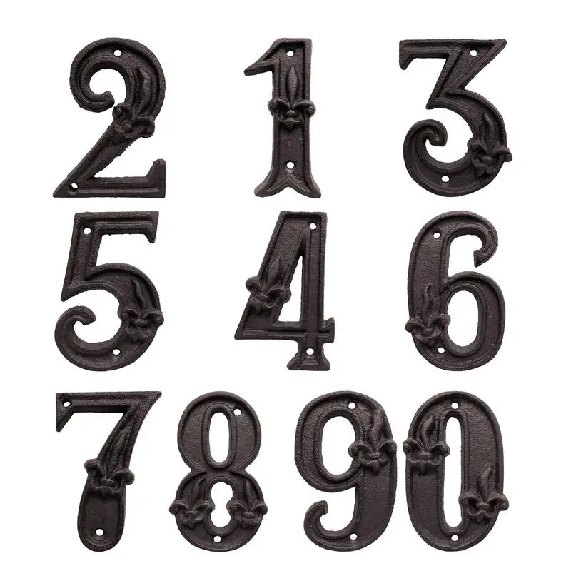 Unique House Number Cast Iron Metal Antique Doorplate Address Numbers Apartment Street Address Plaque Decor Attractive Peaceful Pleasures Health and Wellness
