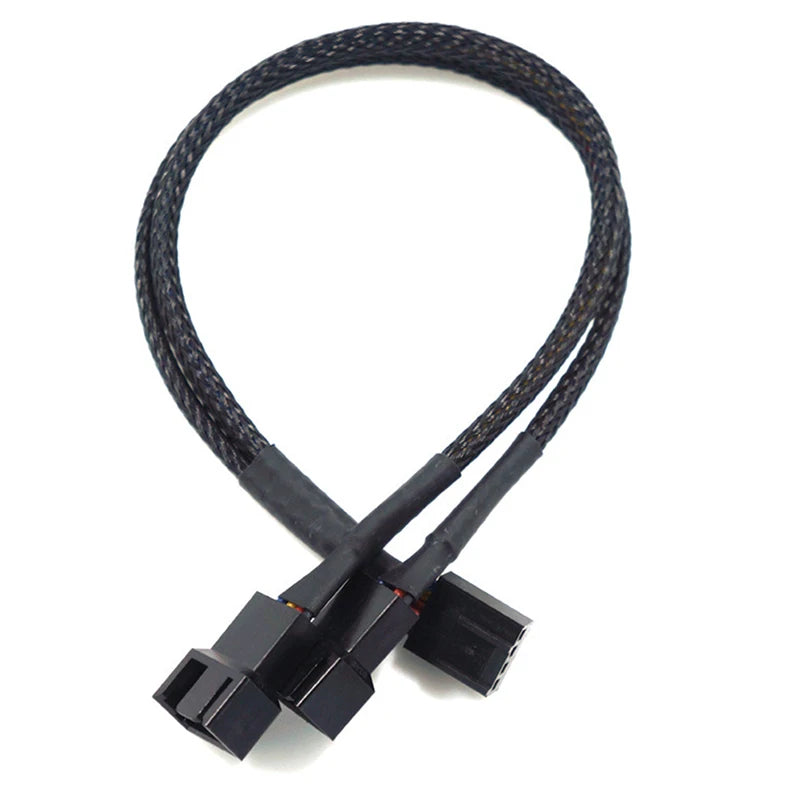 New 4 Pin Pwm Fan Cable 1 To 4/3/2/1 Ways Splitter Black Sleeved 27cm Extension Cable Connector Pwm Extension Cables Peaceful Pleasures Health and Wellness 1 in 2