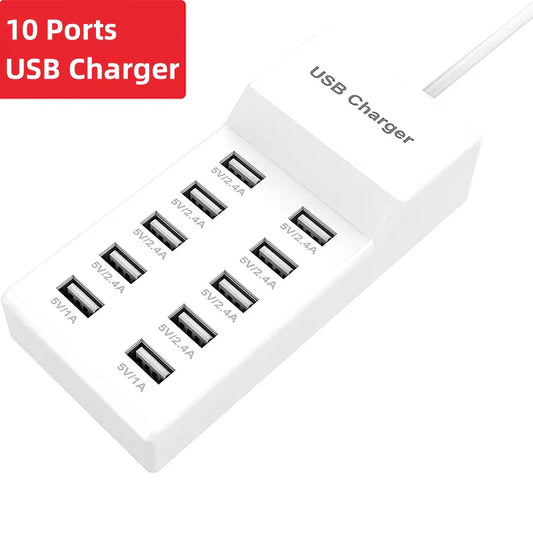10-Port USB Charging Station 50W Fast Charger EU/UK/US Plug USB Charging Station Peaceful Pleasures Health and Wellness