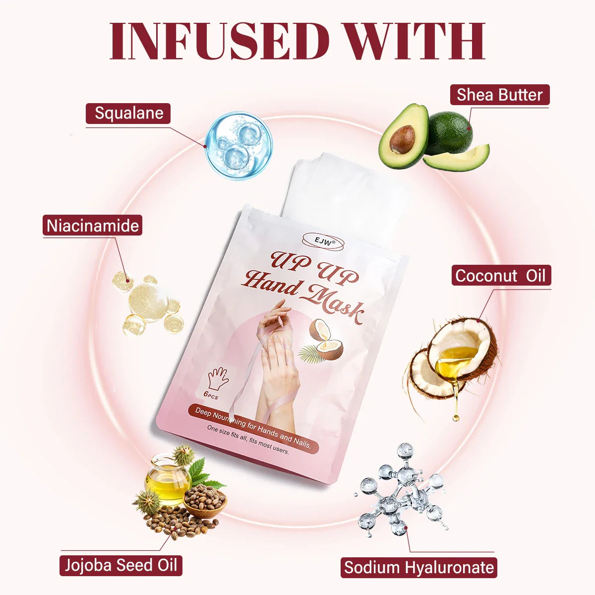 Hand Mask Gloves 6-Pack – Coconut Oil & Milk Moisturizer