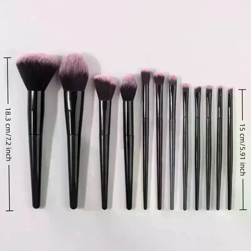 12Pcs Professional Makeup Brush Set Soft Synthetic Hair Brushes With Powder Puff For Foundation Powder Eyeshadow Travel Tools Peaceful Pleasures Health and Wellness