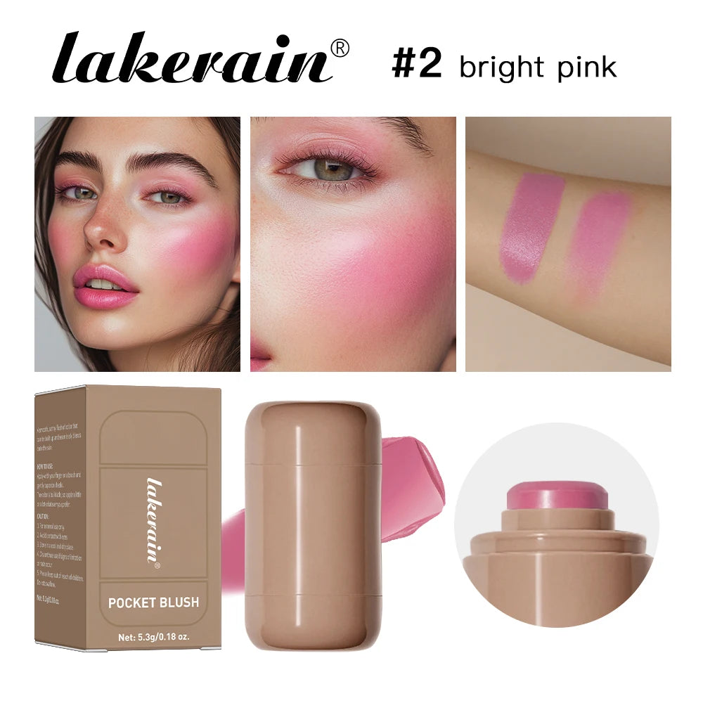 Lakerain 3in1 Cheek Lip Tinted Moistured Blush Stick Waterproof Easy Color Rouge Silky Smooth Blusher Cream Matte Contour Makeup Peaceful Pleasures Health and Wellness 2