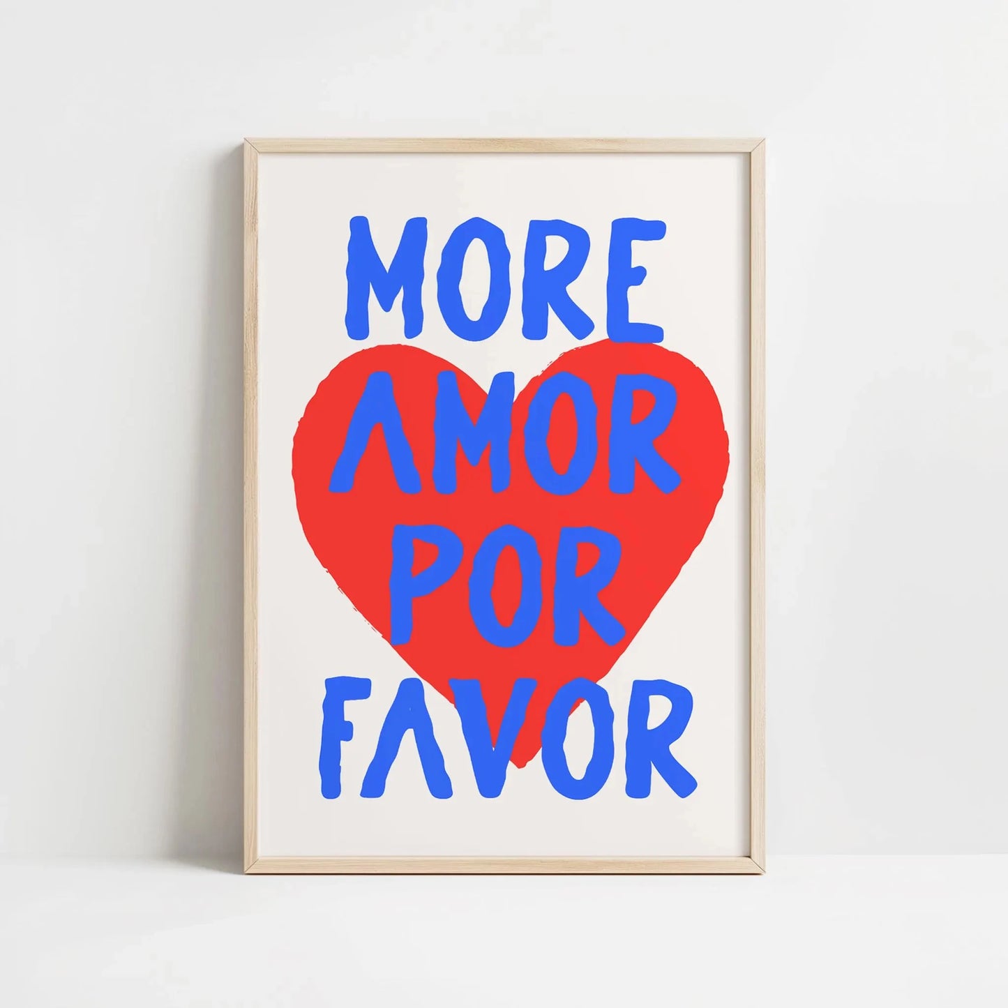 Más Amor Por Favor Love Quote Canvas Wall Art | Pink Blue