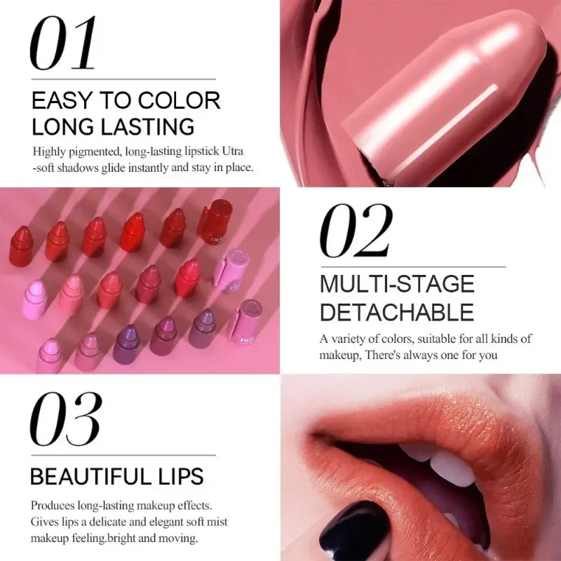 5-in-1 Matte Lipstick Crayon Set | Velvet Lip Tint Kit 5 Pcs