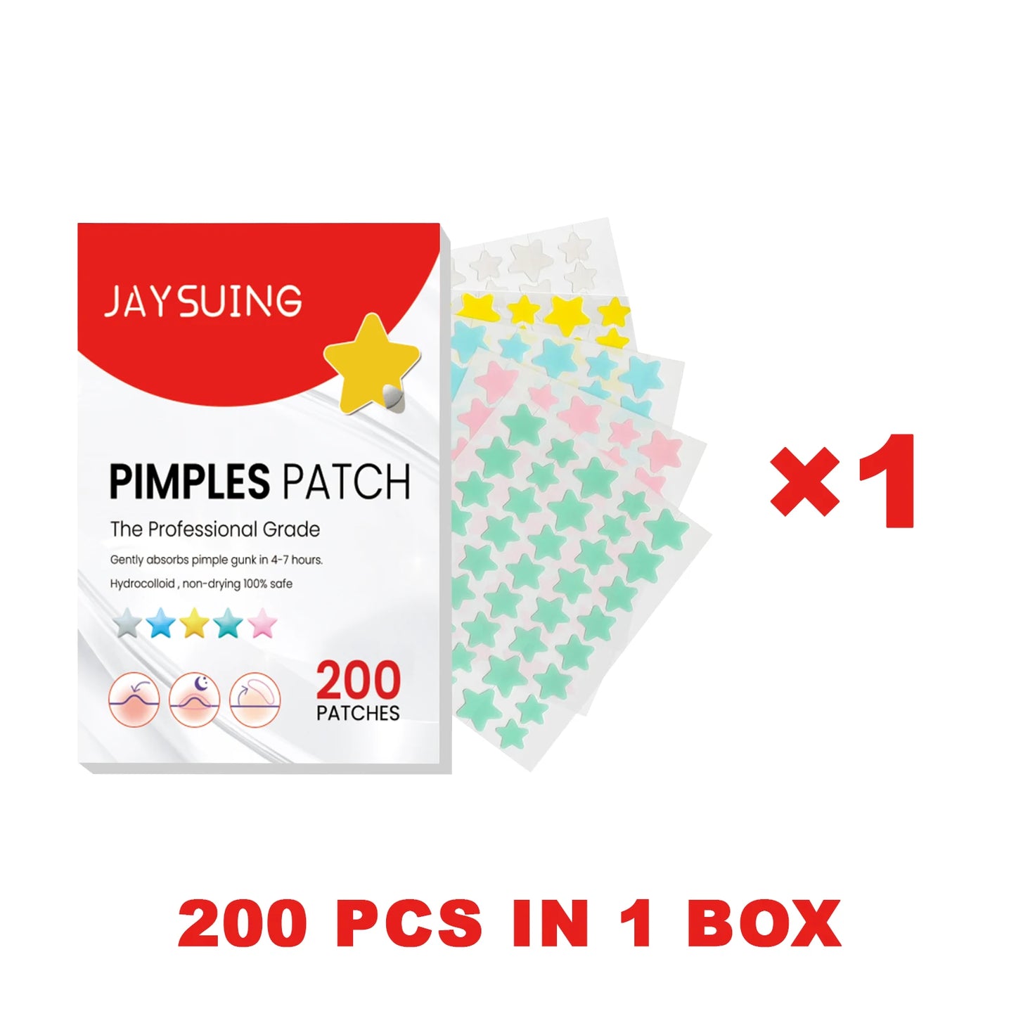 Jaysuing 200-Piece Star Acne Patches – Hydrocolloid Blemish Dots