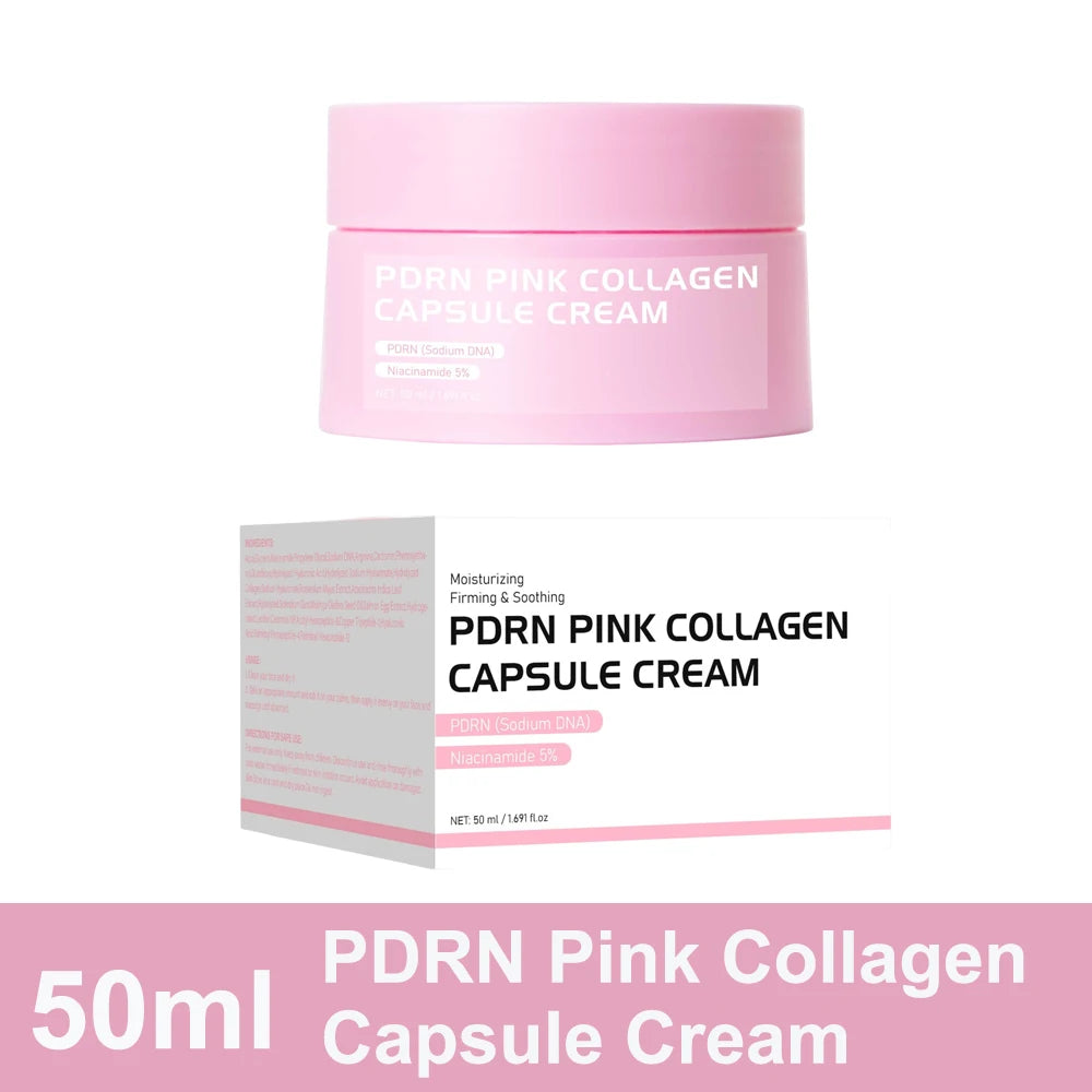 PDRN Pink Collagen Capsule Cream with Salmon, Lightweight Moisturizing Cream, Niacinamide for Uneven Skin Tone, Glow hydration Peaceful Pleasures Health and Wellness PDRN Capsule Cream 50g