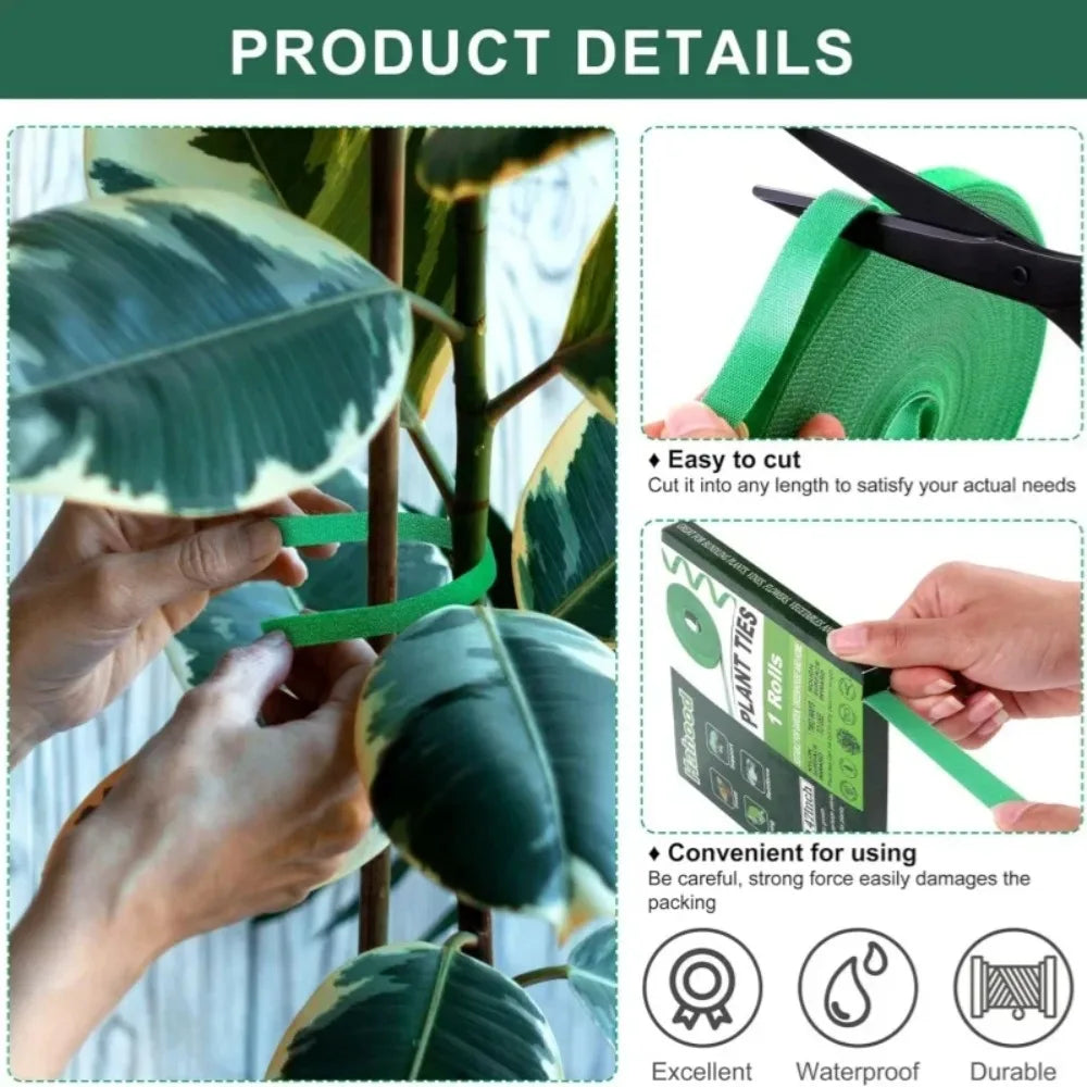 Nylon Plant Stretch Width 12mm Vine Fixing Strap Adjustable Green Fastener Tape Bamboo Rattan Wrap Support Garden Accessories Peaceful Pleasures Health and Wellness