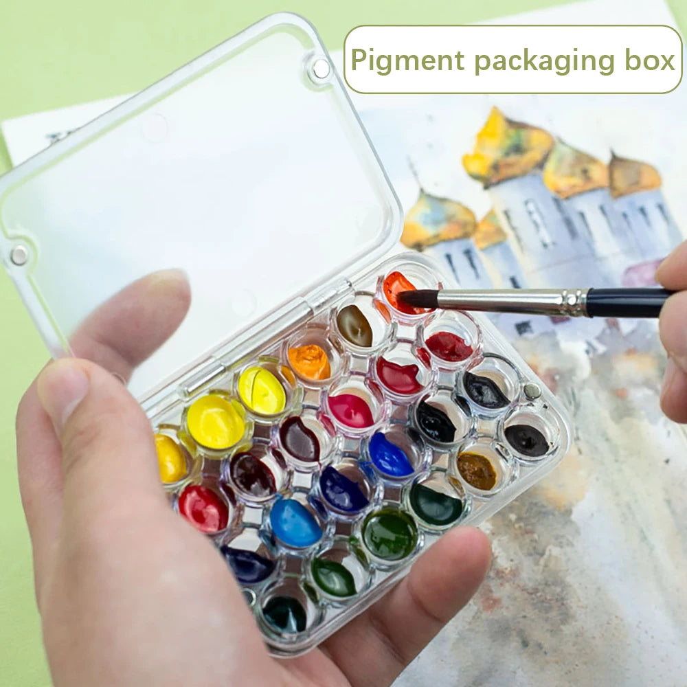 24 Grid Watercolor Pigment Packaging Box Portable Small Capacity