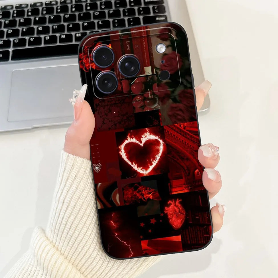 iPhone 17 Pro Silicone Case | Cute Kawaii Floral Painted Cover