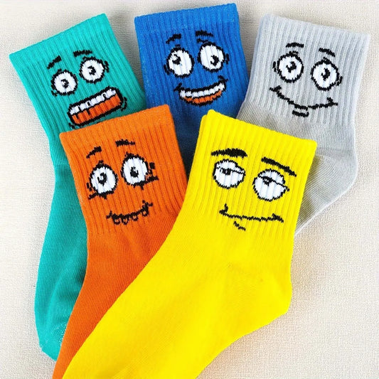 Kids' Colorful Emoticon Socks – 5 Pairs | Ages 1–12 Kids' Novelty Socks Peaceful Pleasures Health and Wellness 3-5Y