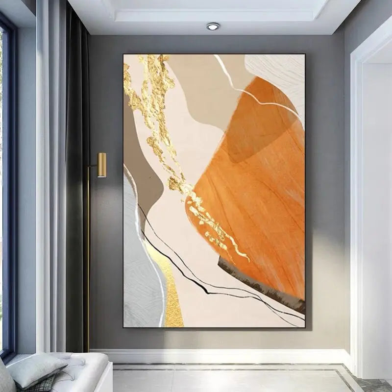Nordic Wall Art Decor Oil Painting Modern Abstract Image High Quality Home Hanging Poster Handmade Canvas Mural For Parlor Porch Peaceful Pleasures Health and Wellness No frame 5 130cmx250cm