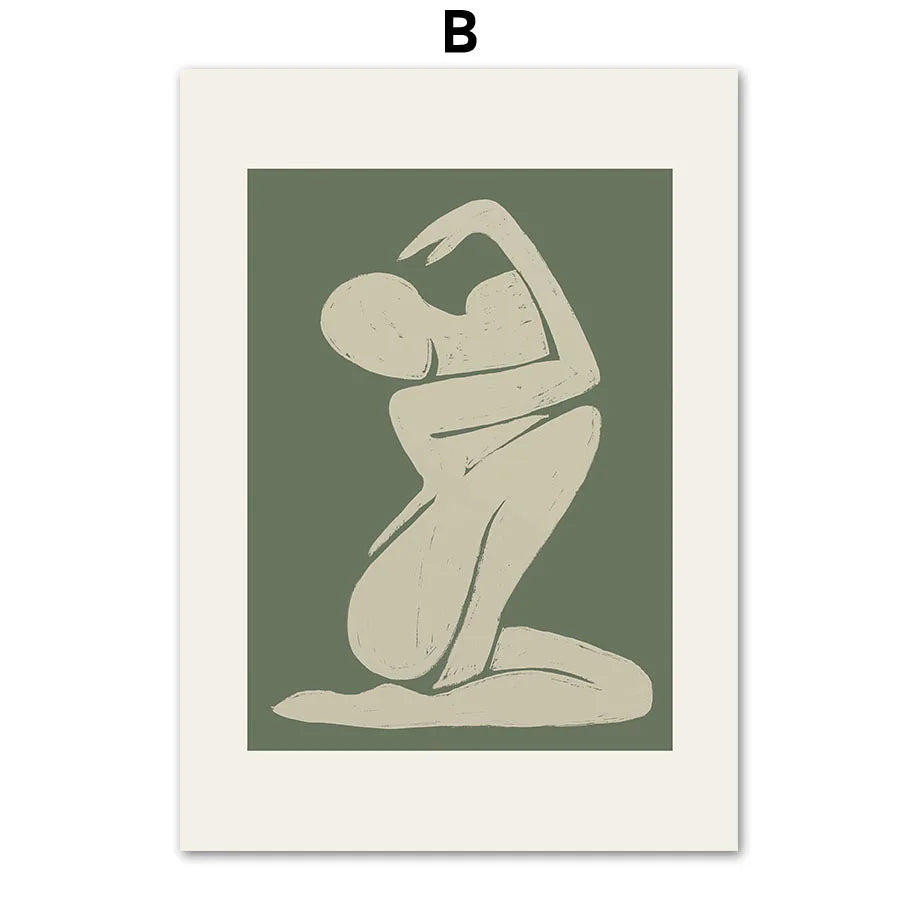 Sage Green Matisse Abstract Canvas Wall Art | Nordic Print