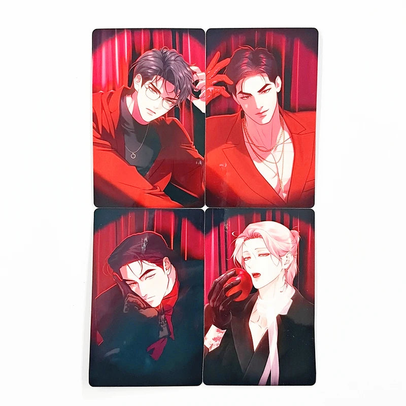 Korean Webtoon Feel Red Photo Cards Manga Character Double-sided Lomo