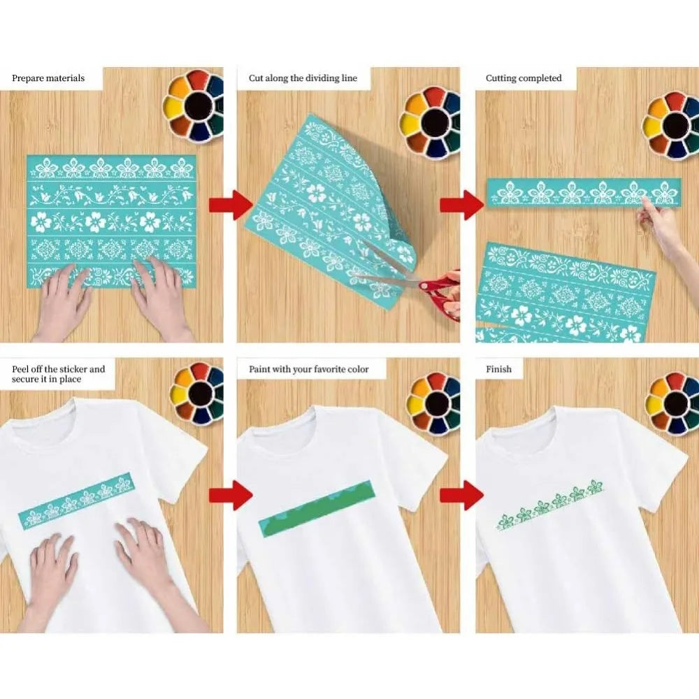 2-Pack Floral Silkscreen Stencils – Reusable Self-Adhesive Mesh