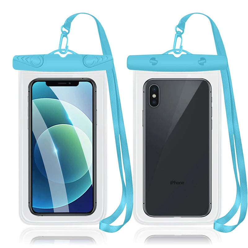 IPX8 waterproof bag phone armbands and pouches waterproof mobile case diving phone case underwater Smartphone pouch for swimming Peaceful Pleasures Health and Wellness Blue(7 inch)