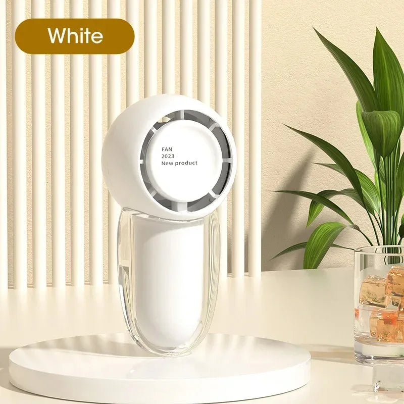 USB Rechargeable Portable Pocket Fan Cute Mini Mute Summer Cooling Fan 3 Speeds Hanging Rope Design Peaceful Pleasures Health and Wellness White