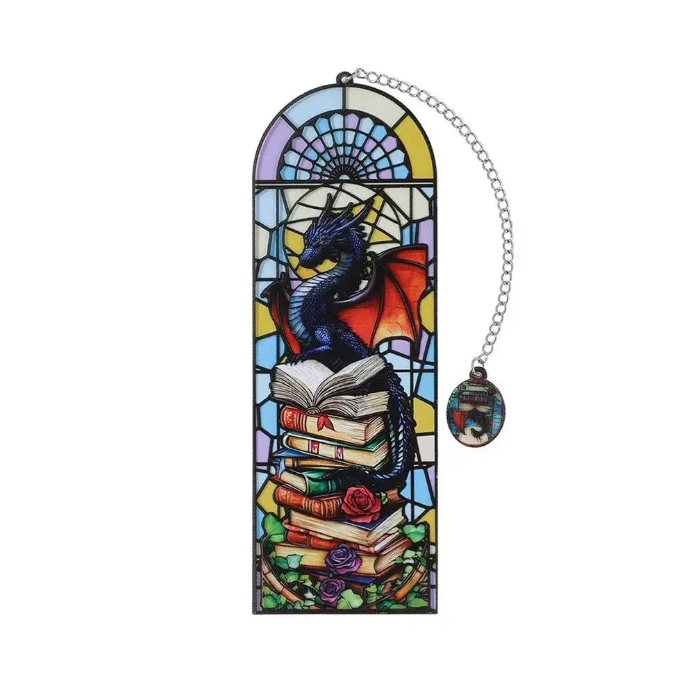 Vintage Stained Glass Dragon Bookmark Fourth Wing Fantasy Stationery Book Lover Gifts Reading Book Accessories Peaceful Pleasures Health and Wellness B