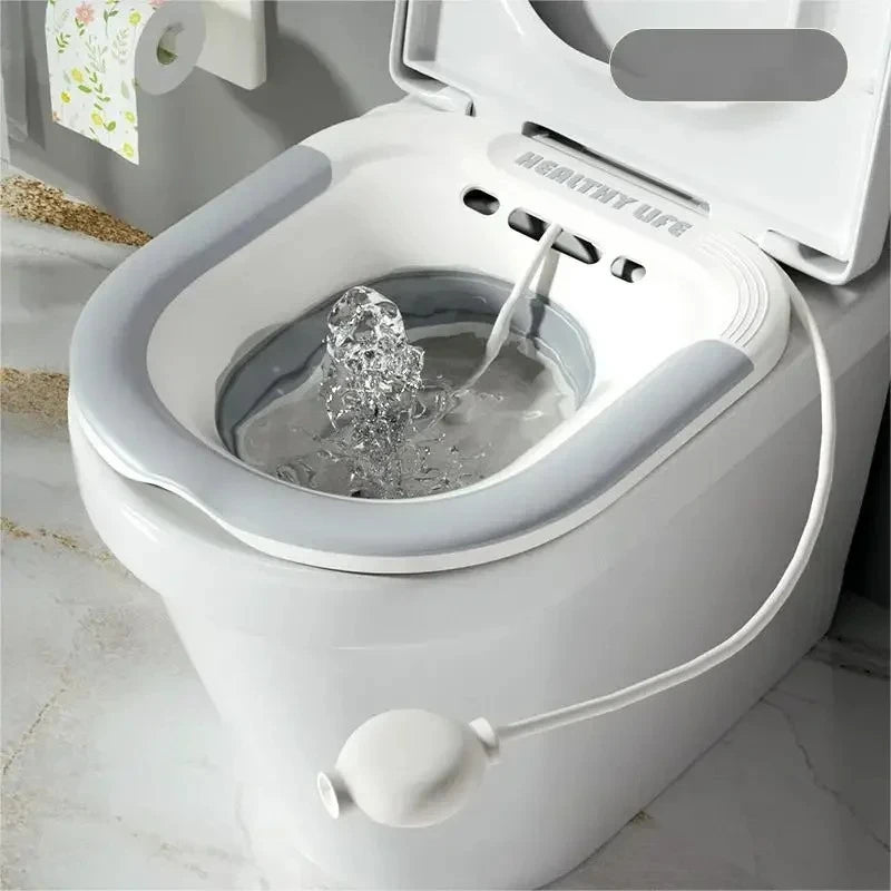 Foldable Ergonomic Sitz Bath Basin Portable Toilet Soaking Seat for Pregnant Women Hemorrhoid Treatment Care Peaceful Pleasures Health and Wellness Grey