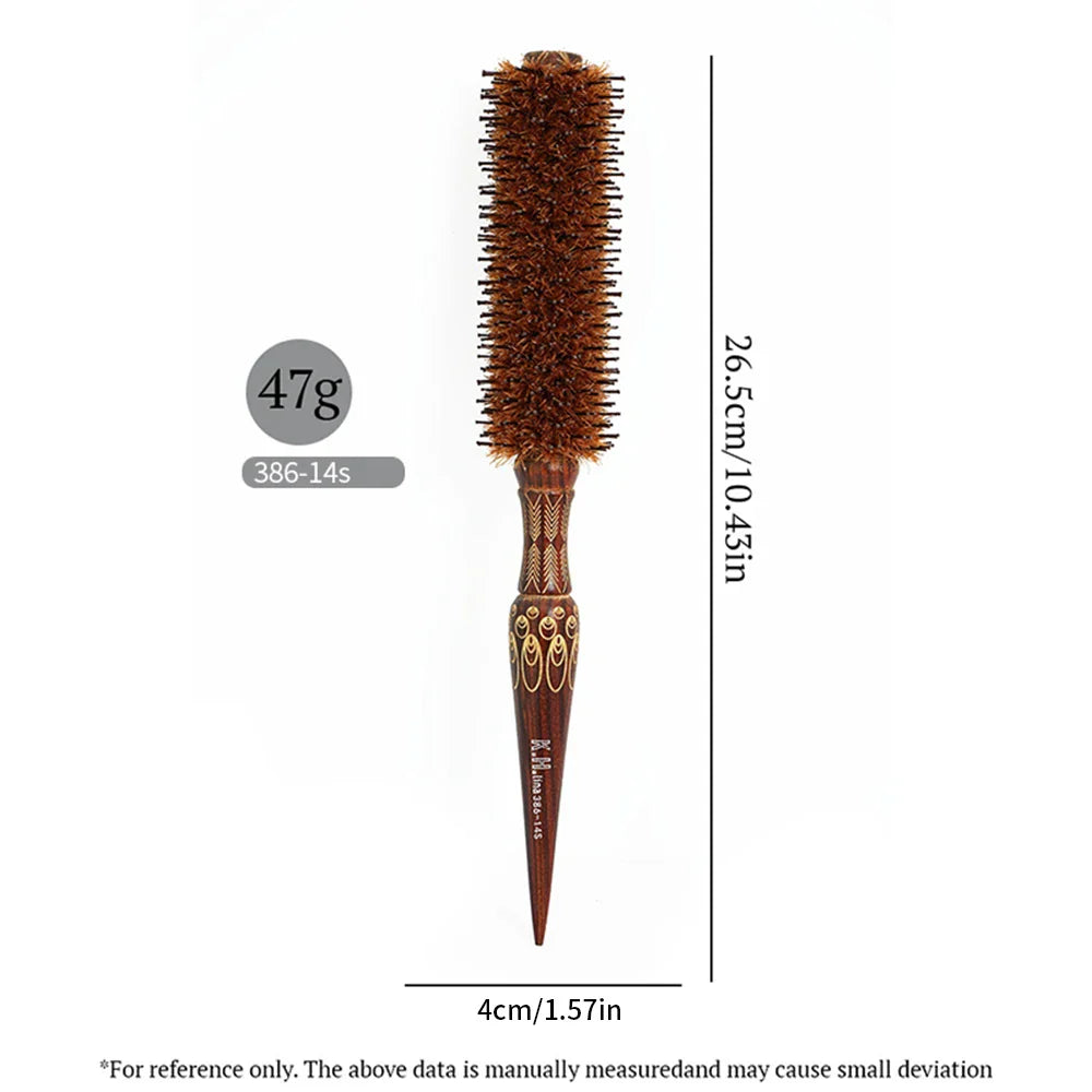 Wooden Round Hair Brush – Anti-Static Boar Bristle Styling Tool