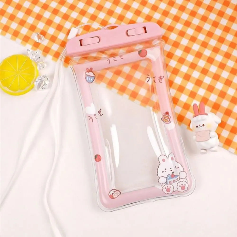 Waterproof Cartoon Rabbit Phone Bag with Lanyard | PVC Pouch