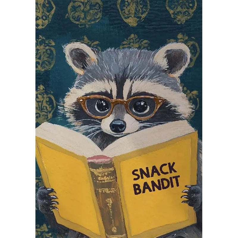 Animal Reading Canvas Poster | Kids Room Inspirational Wall Art