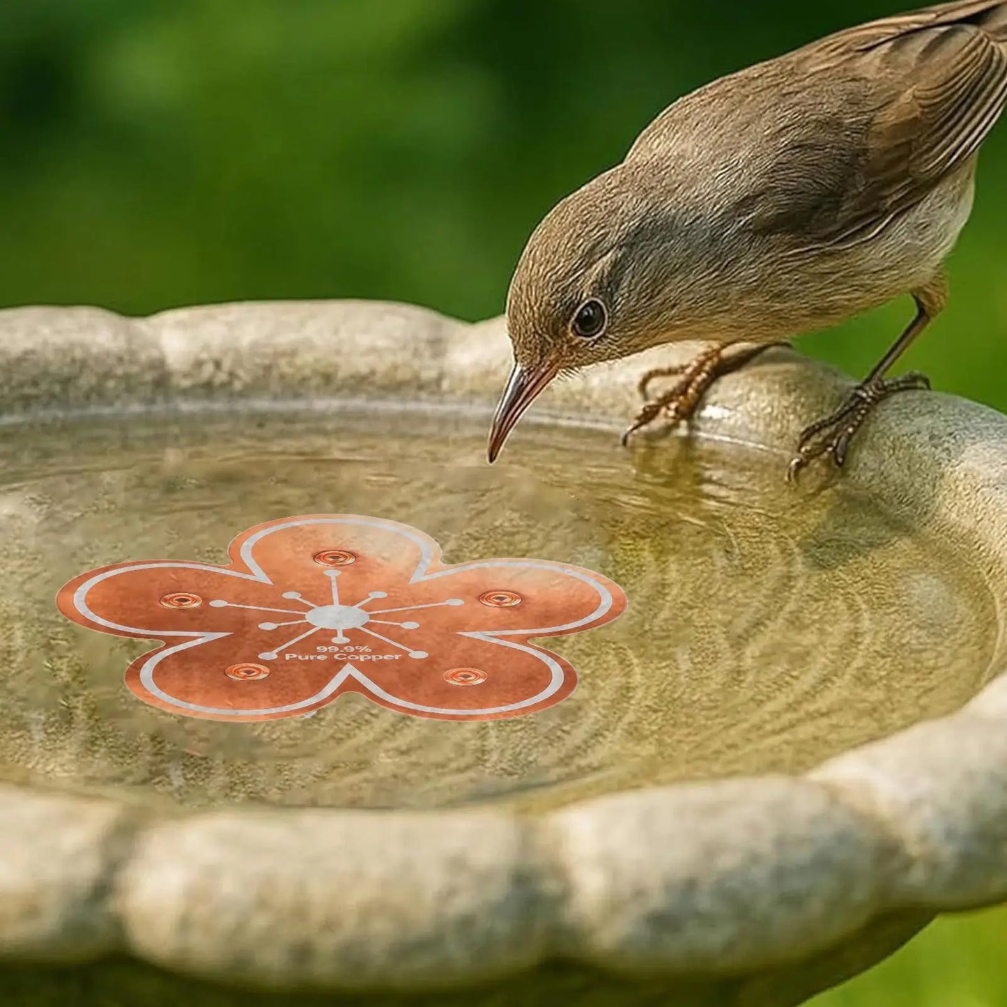 Bird Bath Water Purifier Copper Purification All-Season Physical Safe Copper Disk Bird Bath Insert for Homeowners Gardeners Peaceful Pleasures Health and Wellness