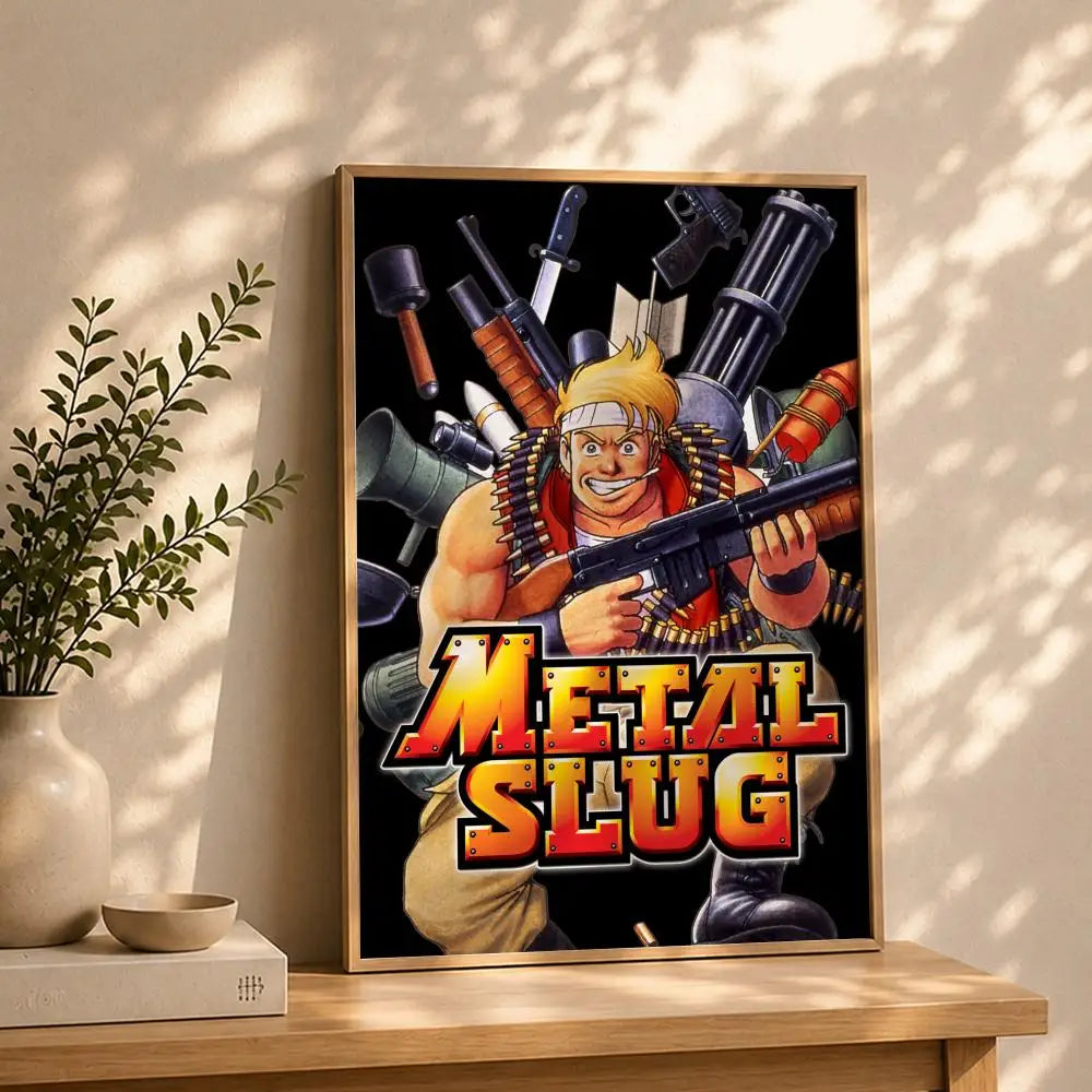 Game M-Metal SlugS Poster HD Self Adhesive Waterproof Wall Art Ideal for Home Office Dorm Bedroom Great Gift Peaceful Pleasures Health and Wellness White5 15X20cmNoframe