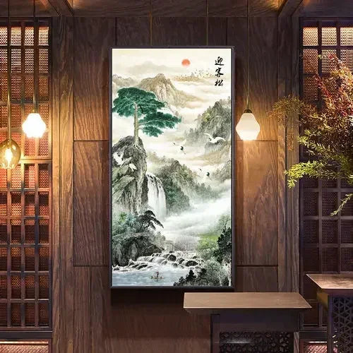 Home and Wanshi Xing Decorative Painting Landscape Mural Painting New Chinese Beginner Style Hanging Painting Home Decor Peaceful Pleasures Health and Wellness 6 40x80cm