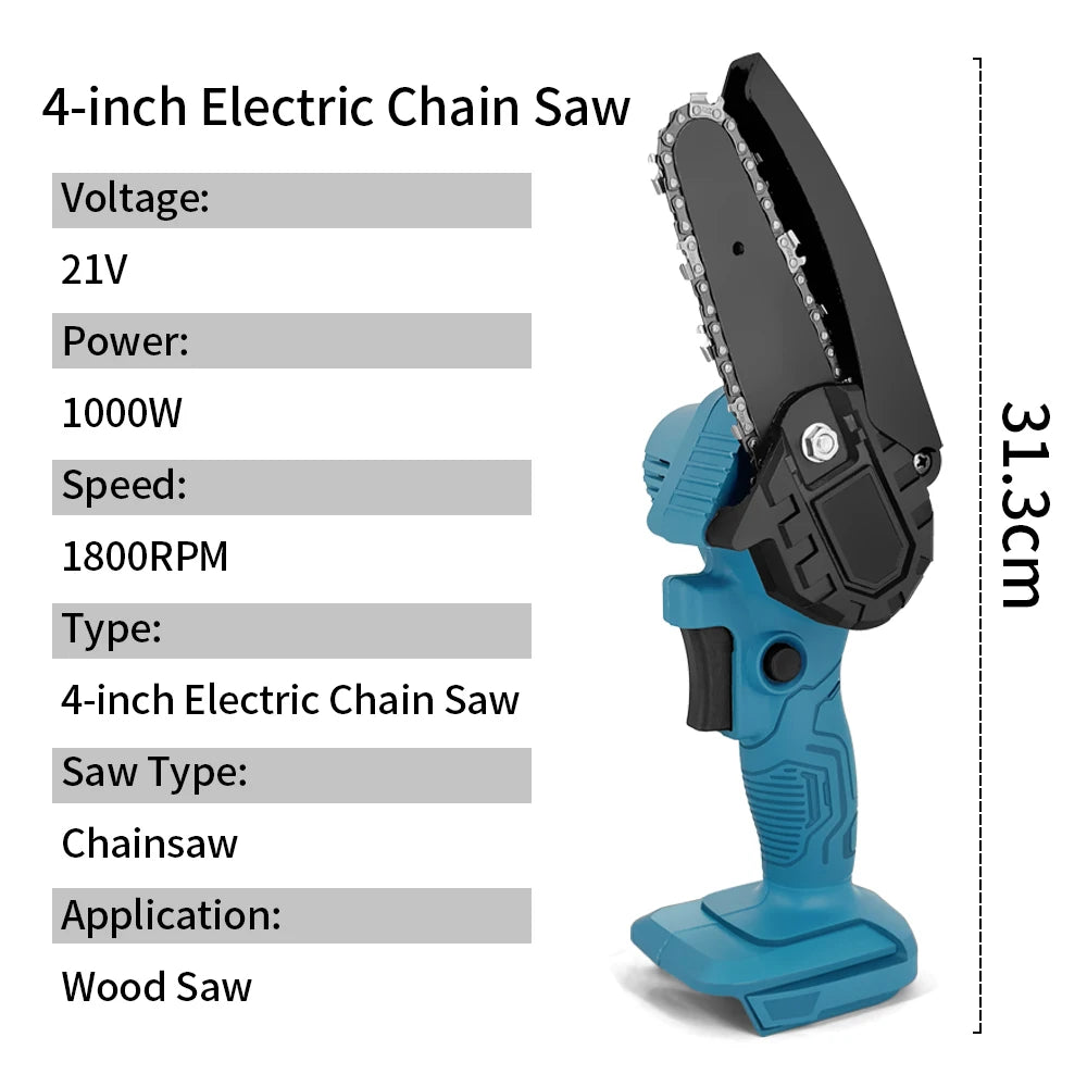 4/6 Inch Cordless Chainsaw Rechargeable Woodworking Garden Pruning Saw Wood Cutter Saws Power Tool for Makita Battery(NO Battery Peaceful Pleasures Health and Wellness