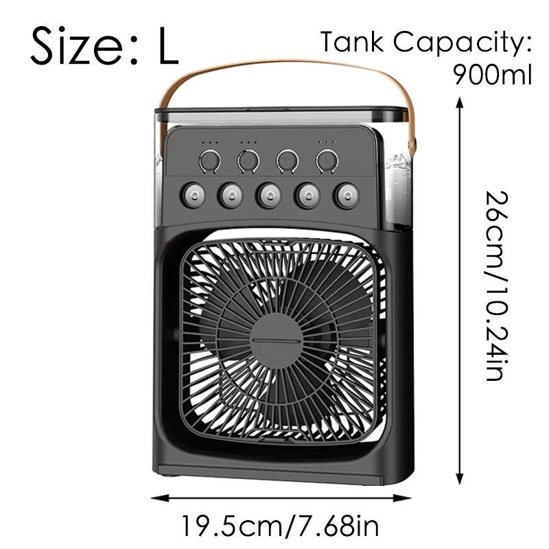 Portable 3-in-1 Mini Fan USB Desk Cooler Humidifier LED Light