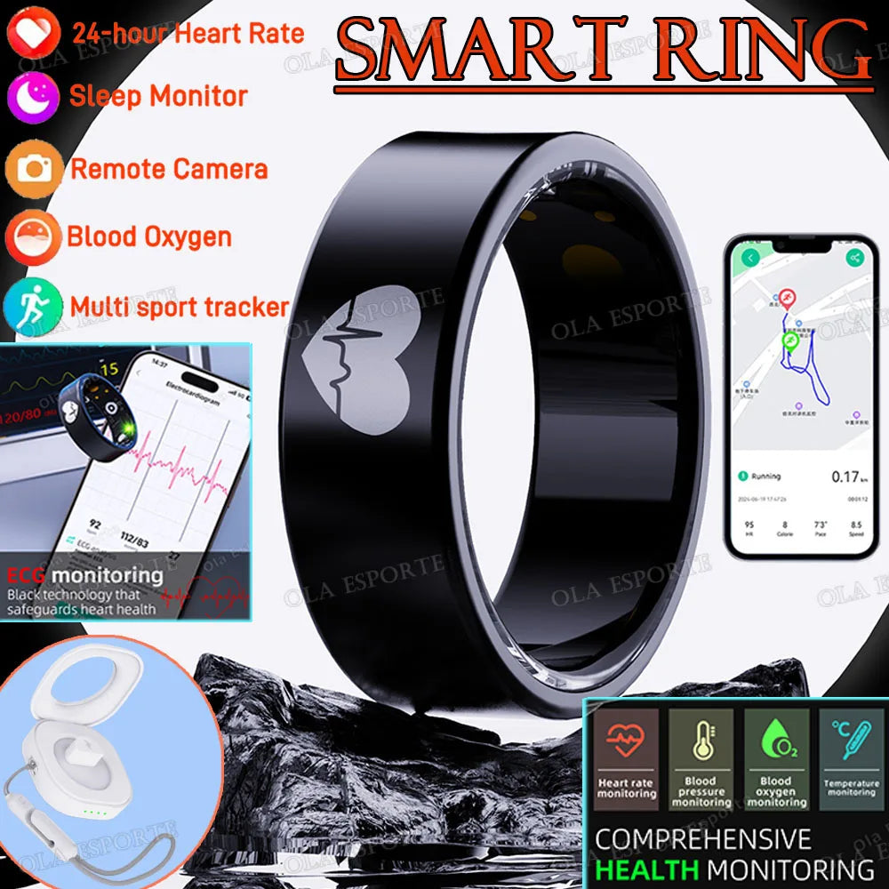 2025 New Smart Ring ECG Detection Blood Pressure,Heart Rate Ring,Body Temperature Monitor Waterproof GPS Tracking Men Women Ring Peaceful Pleasures Health and Wellness