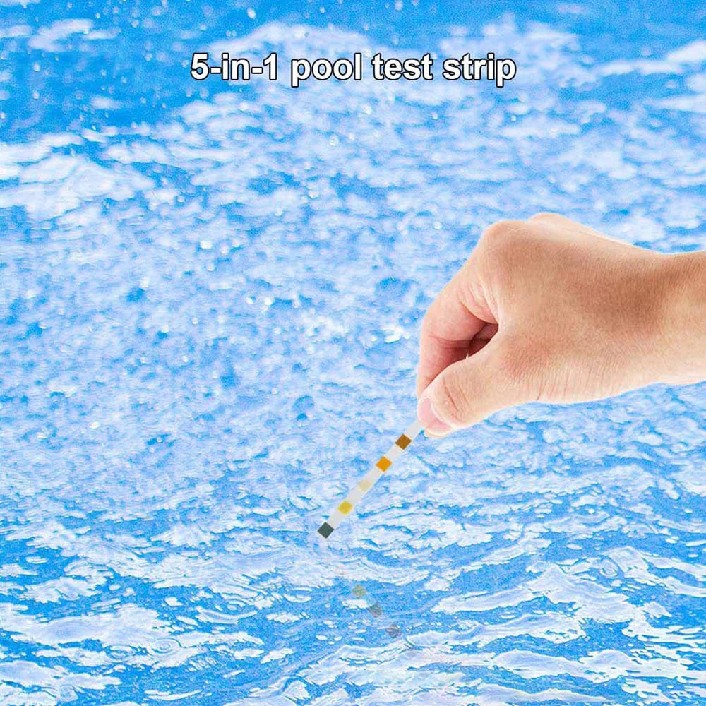 5 In 1 Swimming Pool SPA Test Strips Chlorine pH Alkalinity Water Hardness Testing Healthwater Pool Test Strips 50Pcs Peaceful Pleasures Health and Wellness
