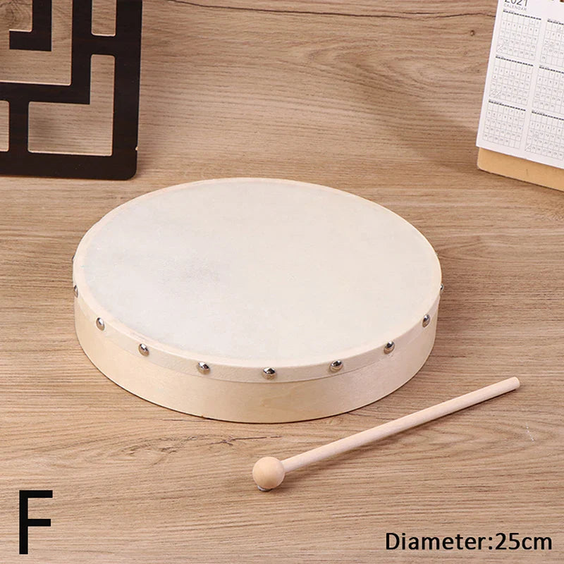 Wood Frame Hand Drum with Drumstick – Kids Percussion Toy