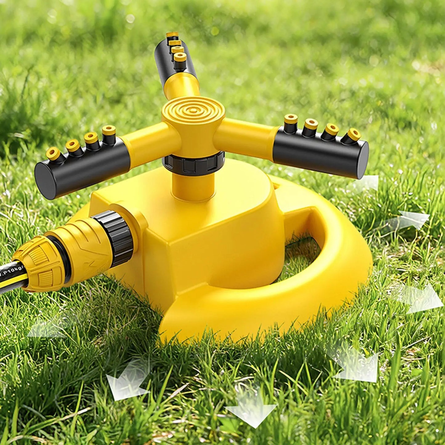 Lawn Sprinkler 3-arm 360 Degree Rotating Adjustable Automatic Tool Garden Hose Sprinkler For Irrigation Backyard Garden Patio Peaceful Pleasures Health and Wellness