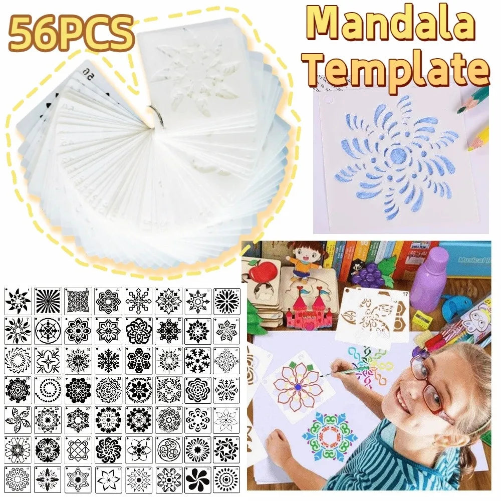 36/56Pcs Creative Mandala Dot Painting Templates Reusable Hollow Dot Painting Stencils Craft Project Small Size Peaceful Pleasures Health and Wellness