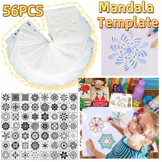 36/56Pcs Creative Mandala Dot Painting Templates Reusable Hollow Dot Painting Stencils Craft Project Small Size Peaceful Pleasures Health and Wellness