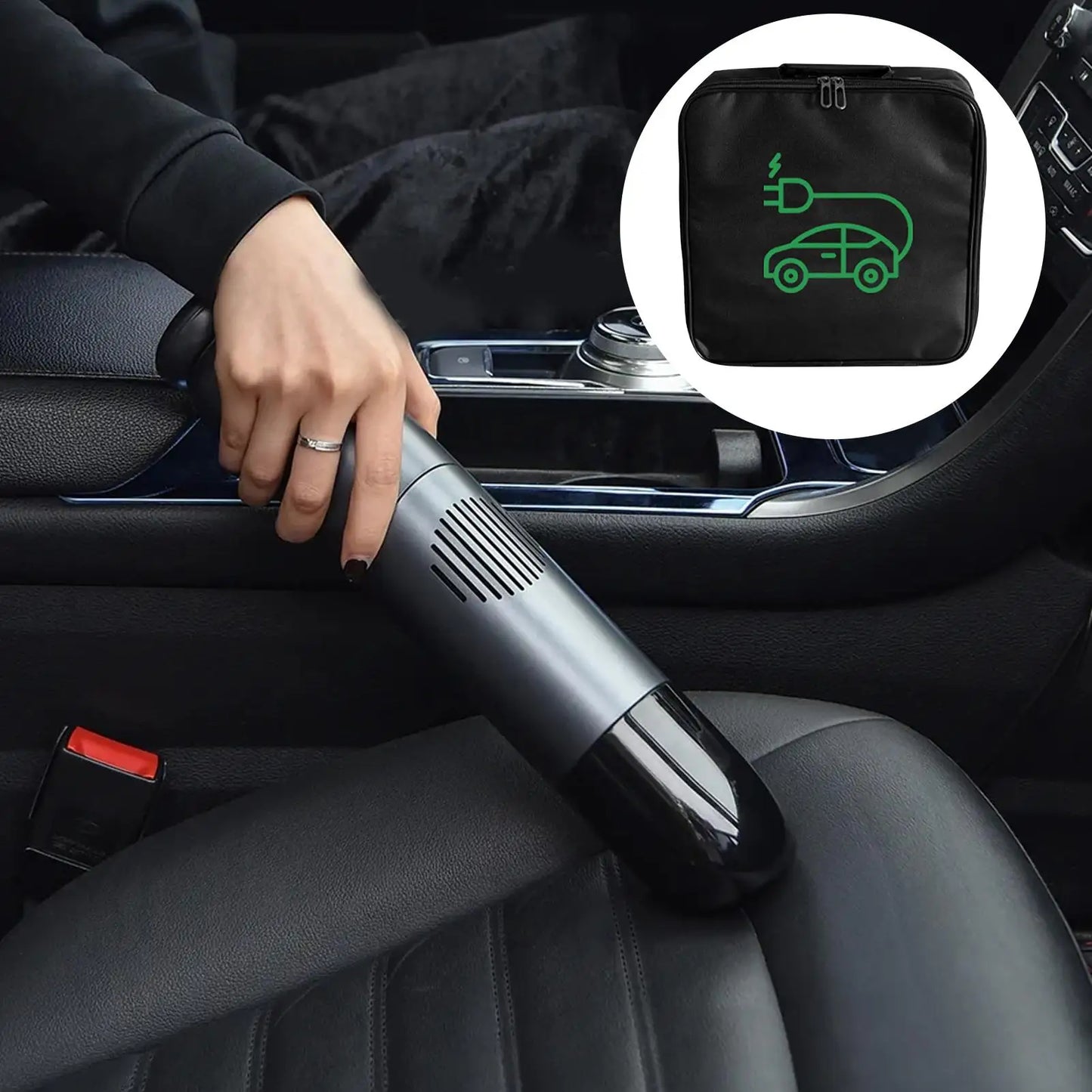 Electric Car Charger Cable Bag Waterproof EV Charger Cable Handled Bag EV Extension Cords Adapters Container Car Trunk Organizer Peaceful Pleasures Health and Wellness