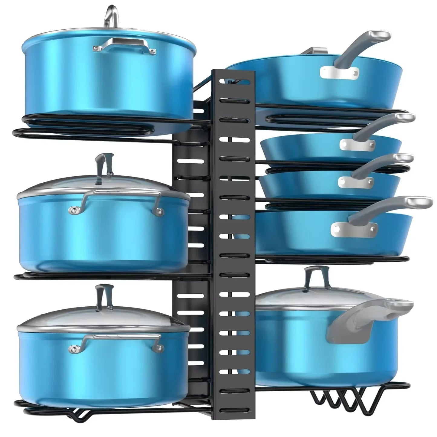 8-Tier Adjustable Pot & Pan Rack Cabinet Organizer – Metal