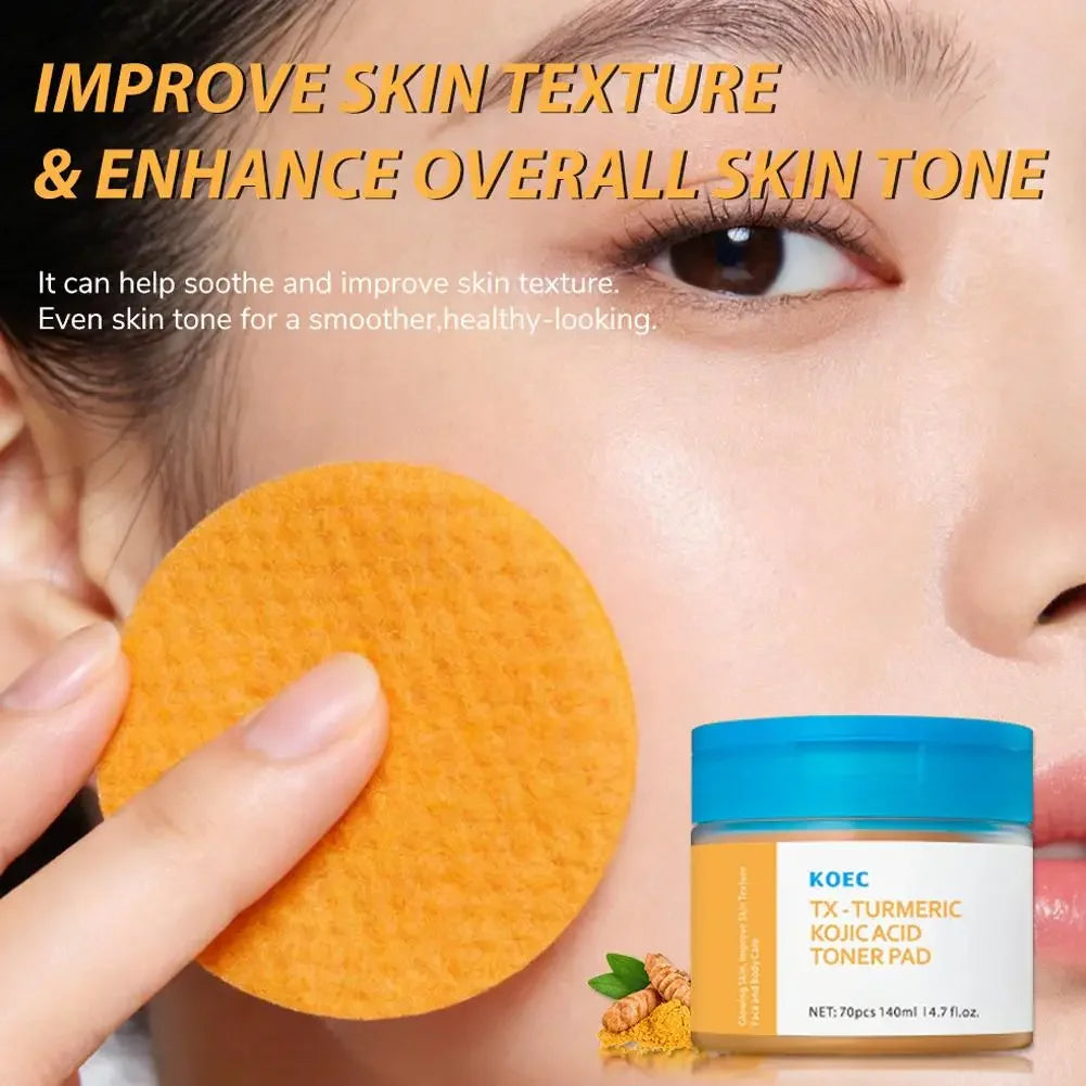 KOEC Turmeric Kojic Acid Toner Pads, Glowing Skin, Exfoliating, Balance Oil, Remove Excess Keratin Facial Sponges, Daily Cleaner Peaceful Pleasures Health and Wellness