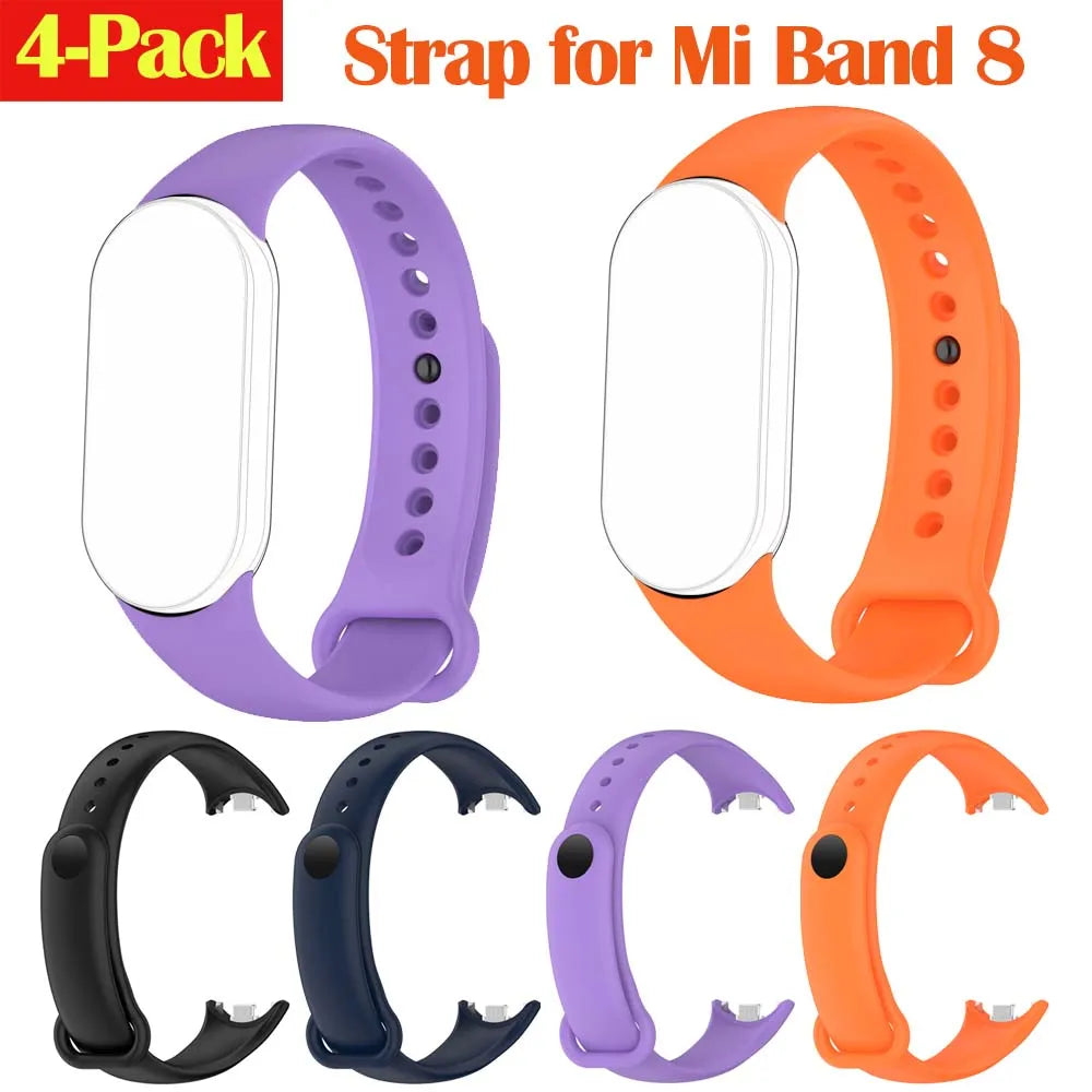 4-Pack Silicone Bands for Xiaomi Mi Band 8 – Mixed Colors