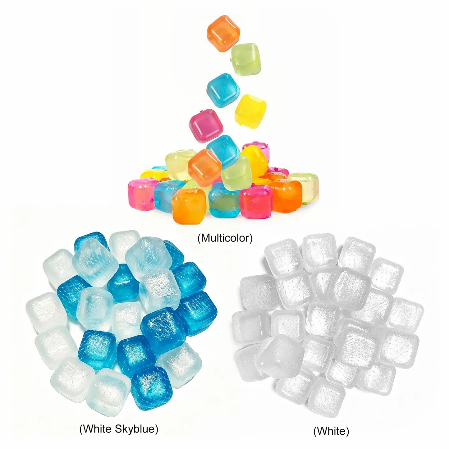 24 Pack Reusable Ice Cube Food Grade Refreezable Plastic Ice Cubes No Dilution for Pool Parties Picnic & Camping Home Bar Peaceful Pleasures Health and Wellness