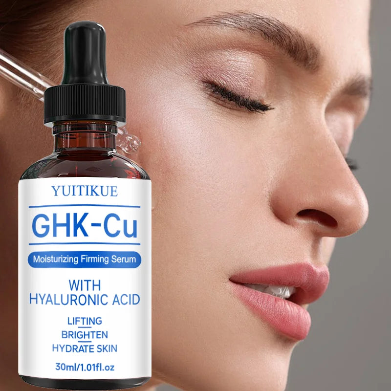 YUITIKUE GHK-Cu Serum with Hyaluronic Acid Moisturizing Firming Lifting Brightening Hydrating Facial Skin Care Serum 30ml Peaceful Pleasures Health and Wellness