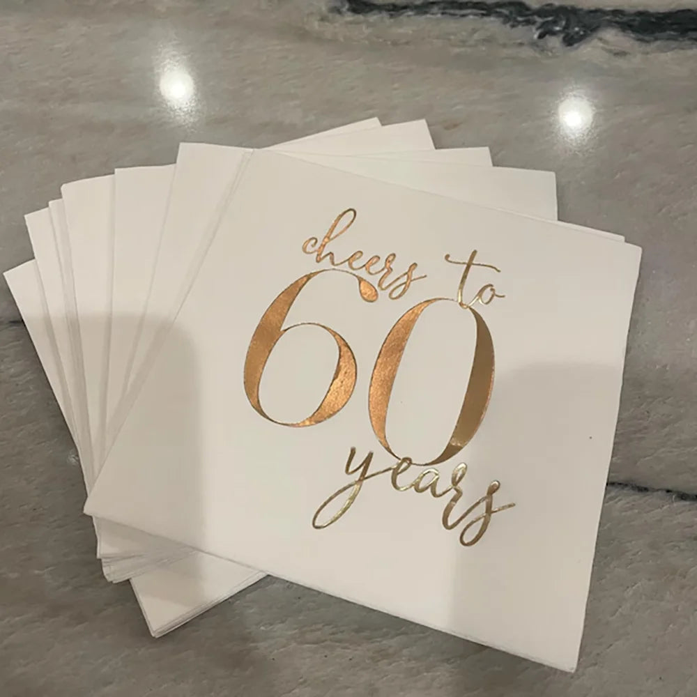 Cheers to 60 Years Paper Napkins – 60th Birthday Party Supplies