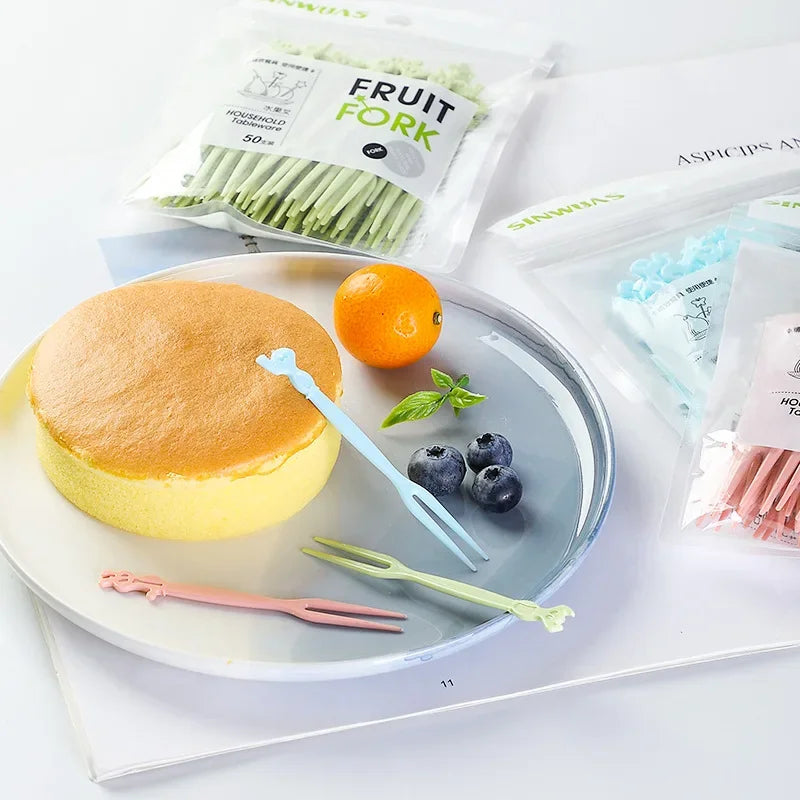 50-Piece Cute Animal Mini Fruit Forks | Kids Bento Picks