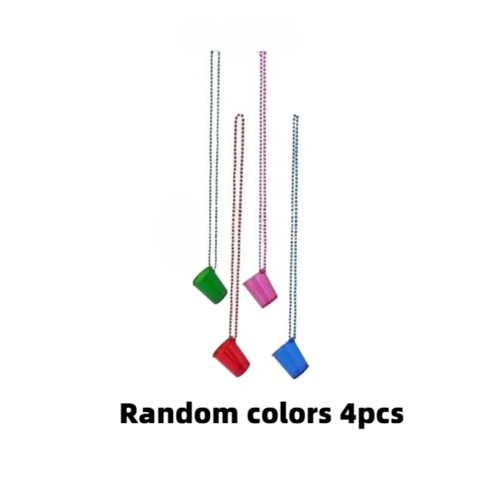 Shot Glasses on Beaded Necklace Plastic Shot Cup Necklace Wedding Bachelorette Party Birthday Party Decoration Supplies Peaceful Pleasures Health and Wellness Random 4pcs